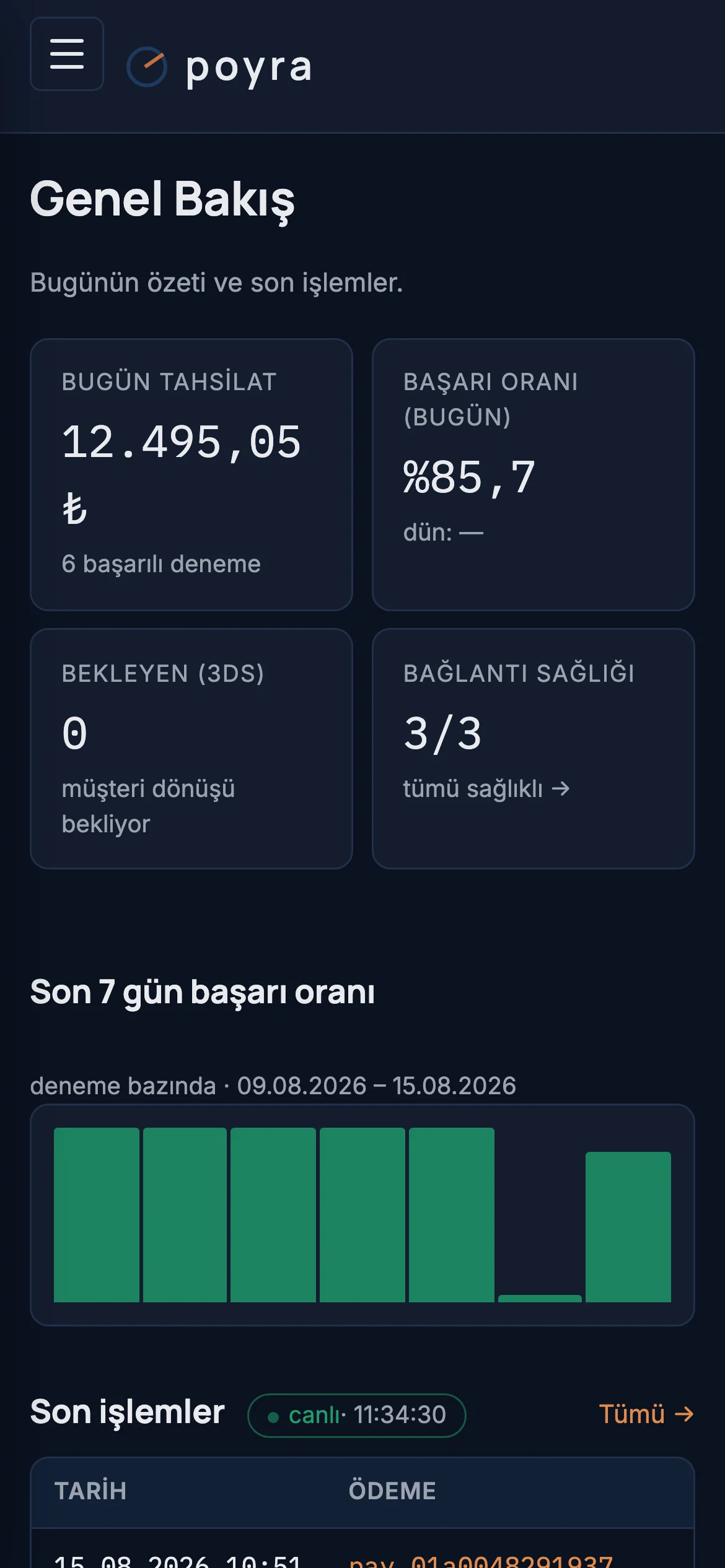 Panel mobil görünüm